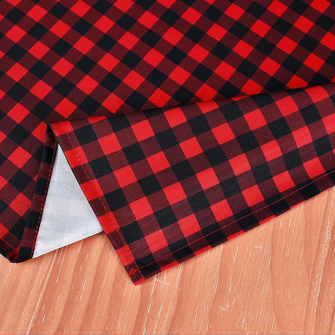 Red Waterproof Plaid Christmas Tablecloth Fabric - Square 58x58 Inch Classic Gingham Checker Holiday Table Cloth for Indoor Use - Xmas Table Cover for Picnics, BBQs, and Parties