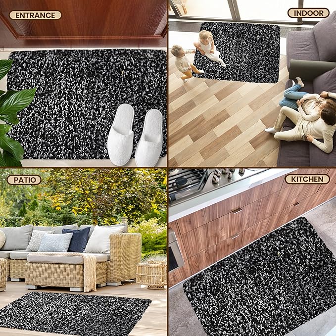 Premium Microfiber Indoor Door Mat – 36"x72" Washable Entry Mat, Non-Slip, Waterproof Backing, Super Absorbent, Low Profile Entryway Doormat for Indoor Entrance