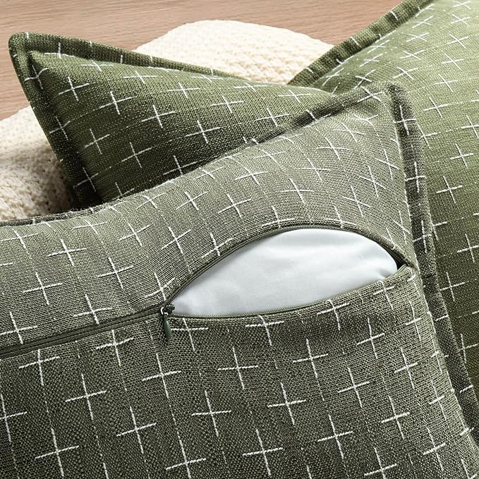 ZWJD Pillow Covers 22x22 Set of 2 Soft Polyester Textured Pillow Covers with Stylish Flange Edge Cozy Farmhouse Throw Pillows for Couch Bed Sofa Living Room