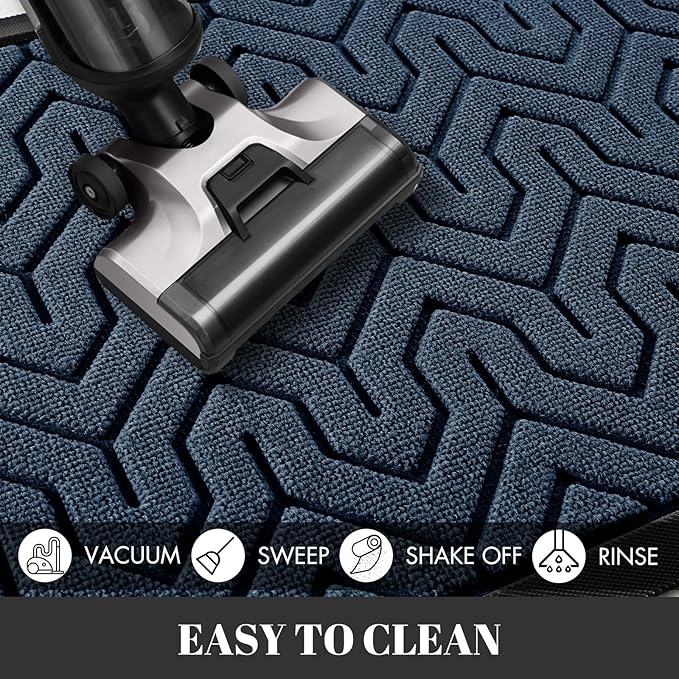 Yimobra Large Door Mat Outside Entrance 47x24, Waterproof Heavy Duty Outdoor Mats for Front Door, Non Slip Rubber Entry Mat for Garage Patio, Easy Clean, Blue
