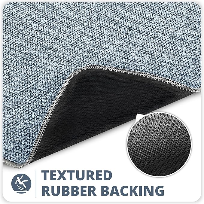 Bath Mat,Ultra Thin Bathroom Rugs,Rubber Bath Mats for Bathroom,No Slip Bath Rugs,Quick Dry,Machine Washable,Low Pile,Absorbent,Shower Outside,Sink,Home Decor Accessories.Blue,1'5"x2'3"(2 Pack)