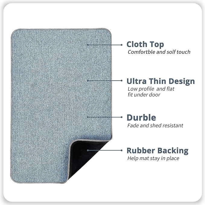Bath Mat,Ultra Thin Bathroom Rugs,Rubber Bath Mats for Bathroom,No Slip Bath Rugs,Quick Dry,Machine Washable,Low Pile,Absorbent,Shower Outside,Sink,Home Decor Accessories.Blue,1'5"x2'3"(2 Pack)