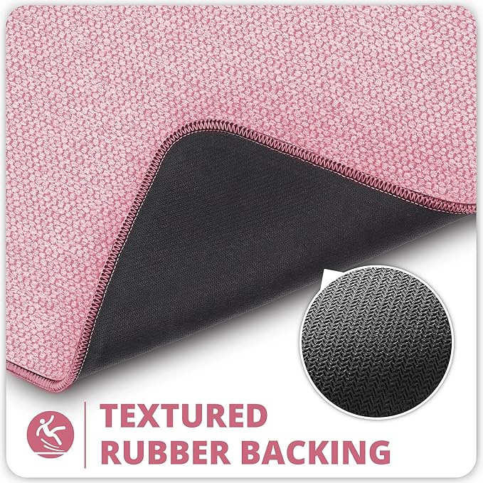 Bath Mat,Ultra Thin Bathroom Runner Rugs,Large Bath Mats for Bathroom,Quick Dry,Non-Slip,Machine Washable,Low Pile,Bath Rug,Shower Outside,Sink,Home Decor Accessories.Pink,1'5"x2'11"（17x35inch）