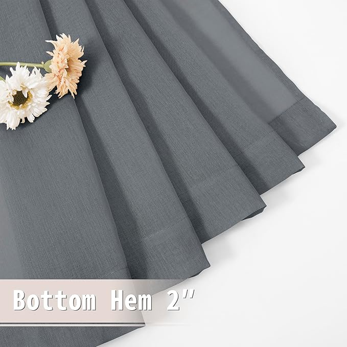 Tollpiz Sheer Door Curtains Closet Linen Textured Curtain Sheers Doorway Light Filtering Voile Patio Glass Door Rod Pocket Curtains French Door, 54 x 80 inches Long, Dark Grey, Set of 1 Panel