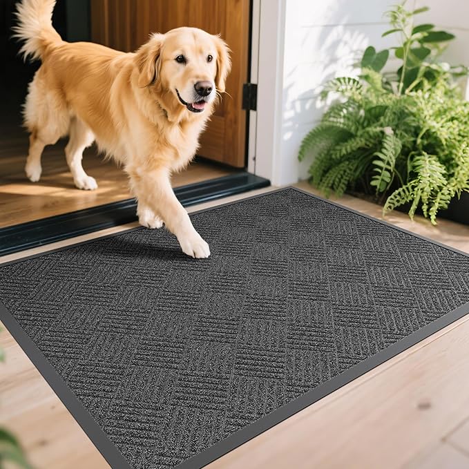 Front Door Mat, 6' x 3' Heavy Duty Indoor Outdoor Doormat, Non-Slip Backing Welcome Mats for Entryway, Low Profile, Commercial Door Mats
