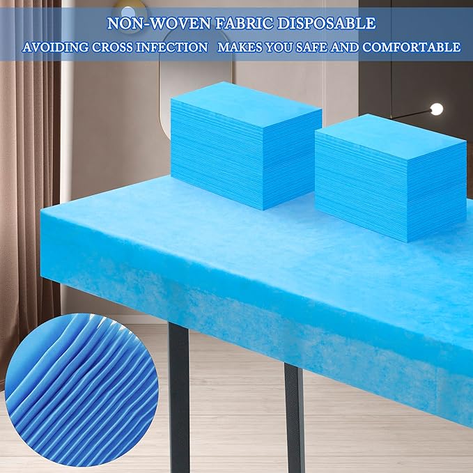 Disposable Bed Sheets 200 Pcs 31" x 71" Massage Table Sheets Non Woven Fabric SPA Bed Cover Breathable for Massage Beauty Tattoos(Blue)