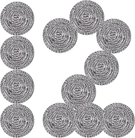 Stainless Steel Scrubber Scrubbing Scouring Pad Sponges Clean Pot Pan and Steel Wool for Kitchen Bathroom