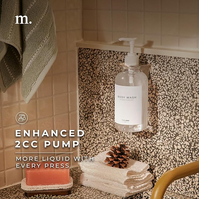 MaisoNovo Shampoo and Conditioner Dispenser - Shower Soap Dispenser Wall Mounted - 16.9 fl oz Set of 1 Clear Plastic Bottles White Pump - 1 Chamber No Drill