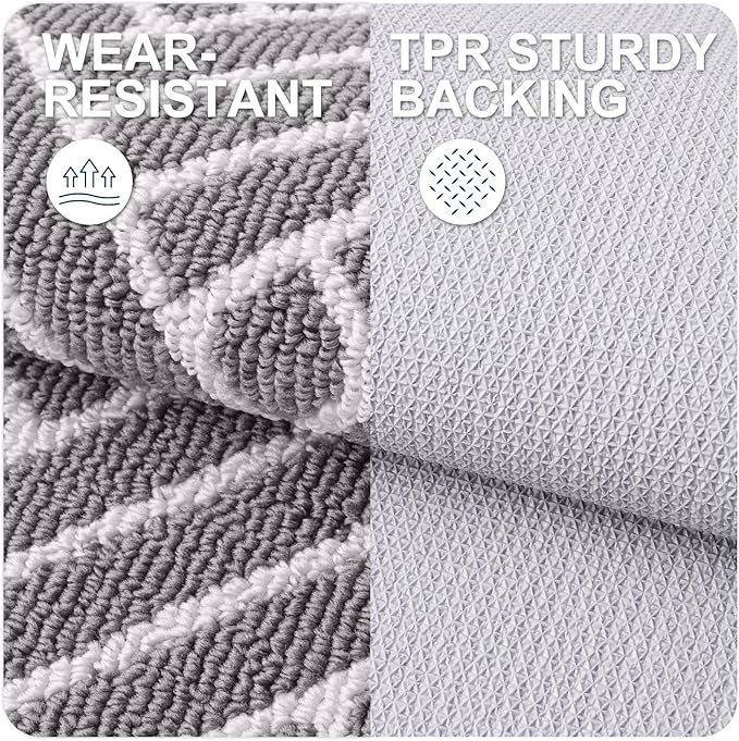 OLANLY Indoor Door Mat, 36x24 Inch, Dirt Resistant and Absorbent, Non-Slip Rubber Backing Floor Mats, Easy Clean Low-Profile Doormat for Entryway, Front Door, and Inside Entrance, Grey