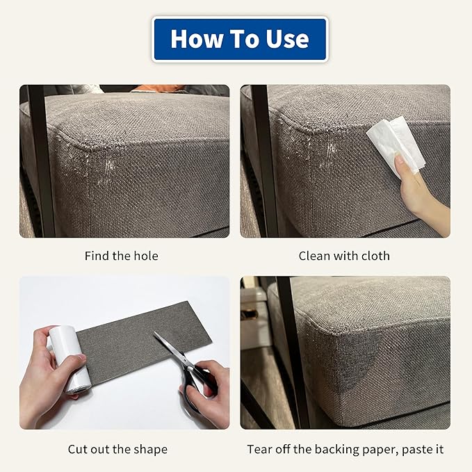 KING MOUNTAIN Linen Repair Patches, Self-Adhesive Fabric Patches, 4 X 63 inch Extra Size, Multi Color, Can be Used for Sofa Repair and Linen Clothes Repair (Charcoal Grey1.0)