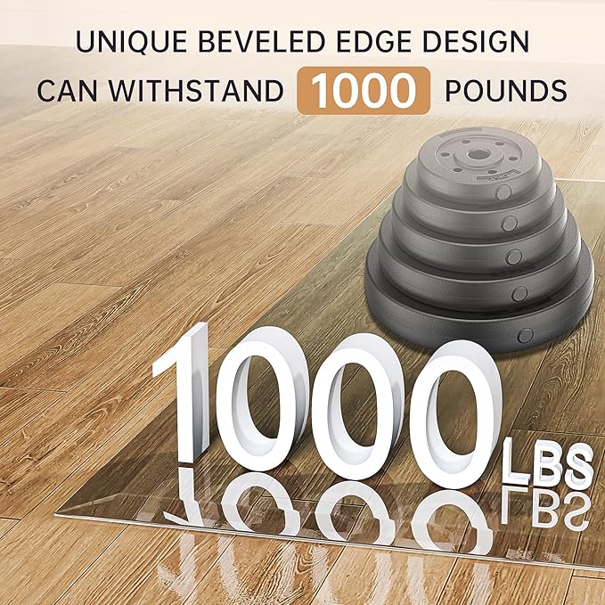 [Tempered Glass] 36“ x 36” Beveled Edge Glass Chair Mat with Polished Edge Clear Office Chair Mat, Glides Smoothly, Suitable for Carpet or Hardwood Floors