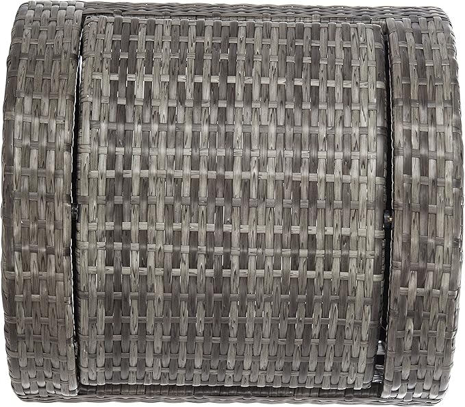 SAFAVIEH Outdoor Collection Mazeli Grey Brown Woven Swing Top Dome Lid Trash Bin (Fully Assembled) PAT7511C