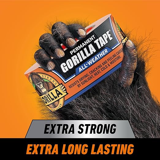 Gorilla All Weather Duct Tape, Black, 1.88" x 25 yd (Pack of 25) - UV and Temperature Resistant Waterproof Tape for Outdoor Repairs