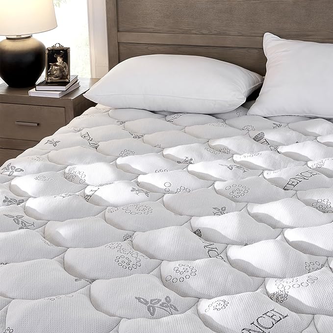 Softhour Padded Topper Full Size 40% Tencel Blend Rayon from Bamboo and Cotton Filled Mattress Cover, Thick, Luxurious and Comfort Mattress Pad, Deep Pocket for 21" Mattress