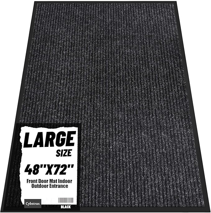 Front Door Mat Indoor Outdoor Entrance, 48" x 72" Dirt Resistant and Absorbent Door Mat, TPR Backing Non-Slip Doormats, Easy to Clean, Low Profile Welcome Floor Mat for Outside Entry