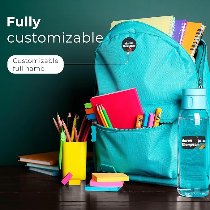Personalized Name Tag Stickers for Kids (130+ Pack) | Car Waterproof Labels for School Supplies, Bottles & Lunch Boxes | Custom Vinyl Name Labels for Clothing, Toys & More (E. Cars)