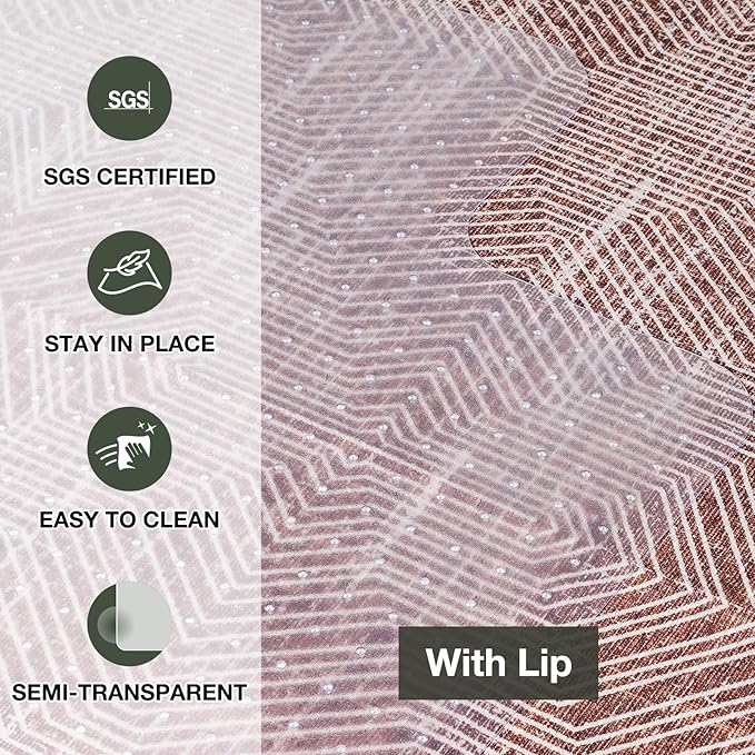 Chair Mat for Carpet, 45" x 53" Easy Glide Desk Chair Mat for Carpeted Floors, Beveled Edge Vinyl Mat with Grips, Heavy Duty Carpet Protector for Home Office, Clear(with Lip)