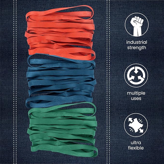 12 Pack Variety Extra Large Moving Rubber Bands for Furniture and Moving Blankets - Extra Strength Rubber Mover Bands - 42", 30" and 26" Length - Moving Supplies by Kitchentoolz