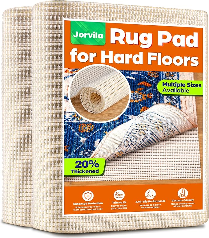 Non-Slip Rug Pad Gripper 2.5x8 Feet, Anti Skid Mat for Under Area Rugs, Keeps Rugs in Position and Safe, Thick Cushioned Carpet Pad for Hardwood Floors Protection