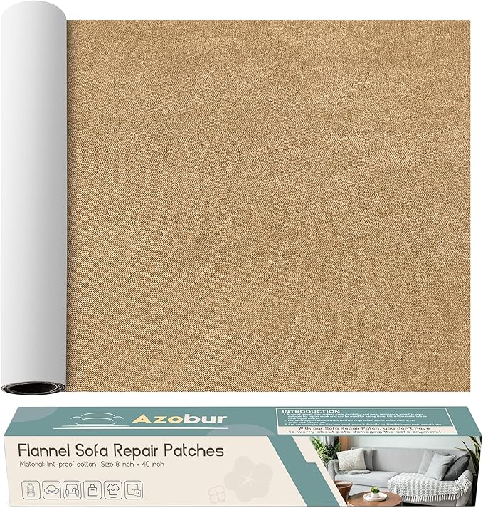 Velvet Repair Patch, Self-Adhesive Flannel Fabric Patch, Multi Colors, Microfiber Patch，Can be Used to Patch Sofas, Car Seats, Handbags, Jacket Holes and Tears (Beige)