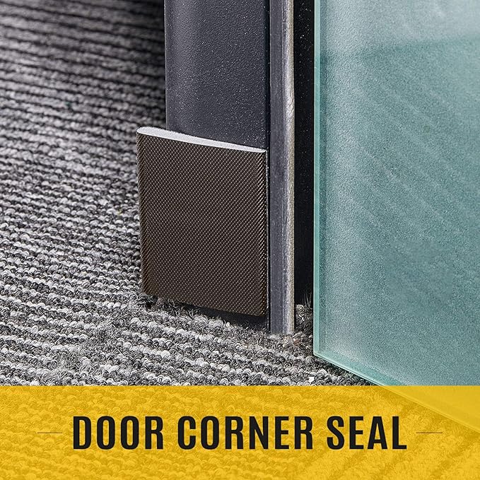 Zonon 16 Pieces Door Corner Seal Weatherstripping Exterior Door Frame Seal Draft Stopper Adhesive Corner Pads for Weather Stripping and Draft Protection (Black,Brown)