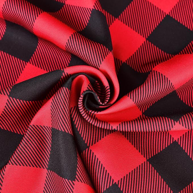 Gingham Xmas Tablecloth Fabric - Oblong 58x120 Water Resistant Christmas Plaid Table Cloth for Indoor/Outdoor Use - Red Tabletop Cover Perfect for Birthday, Picnics, Gardens