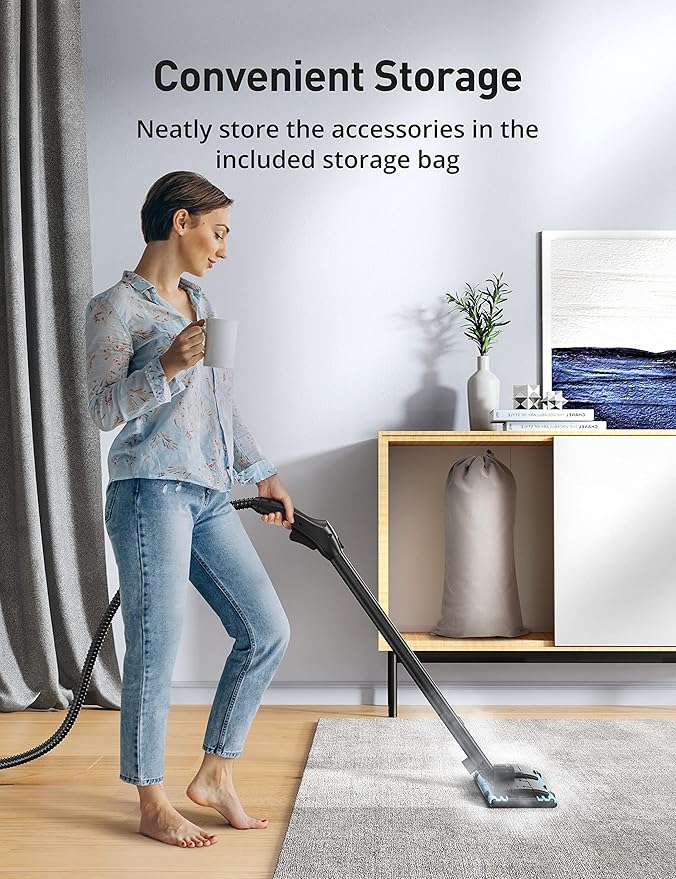 Steam Cleaner, 293°F 58 PSI Powerful Multipurpose Handheld Steam Mop for Home Use, 21 Attachments, 50Oz Capacity, Heavy Duty Steamer for Carpets, Floors, Cars, Tiles, Crack Cleaning, Brass