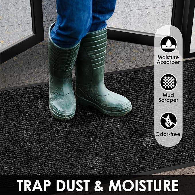 2′ x 27′ Front Door Mat Indoor Outdoor Entrance, Commercial Floor Mat Heavy Duty Dirt Trapper Entryway Doormat, Custom Size Non Slip Rubber Backing Welcome mat, Door Mat for High Traffic Area