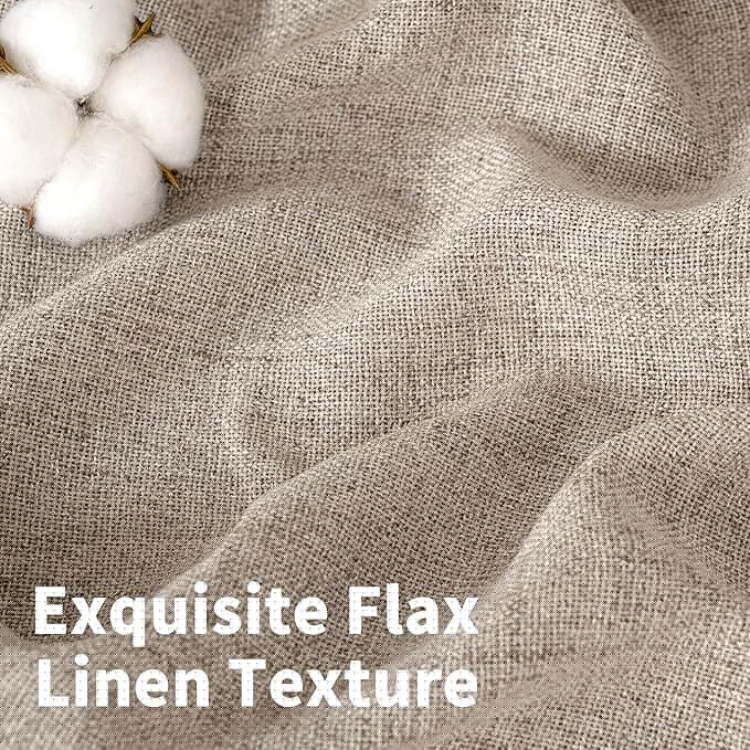 YoungsTex Dark Oatmeal Linen Curtains 45 Inch Length for Short Window, Tan Semi Sheer Drapes with Rod Pocket Back Tab Textured Light Filtering for Bathroom Bedroom, 2 Panels, 42 X 45 Inch