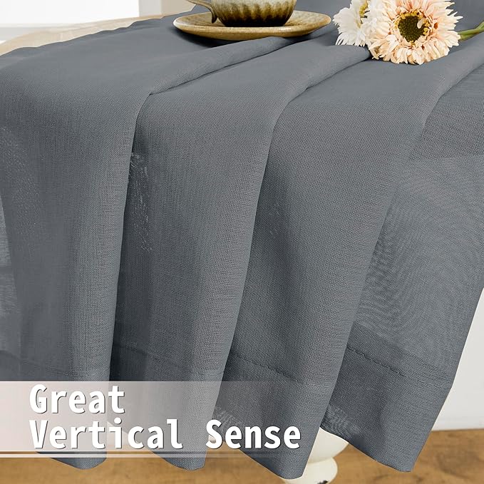 Tollpiz Sheer Door Curtain Closet Linen Textured Curtain Sheers Doorway Light Filtering Voile French Door Rod Pocket Curtains Patio Glass Door, 25 x 80 inches Long, Dark Grey, Set of 1 Panel
