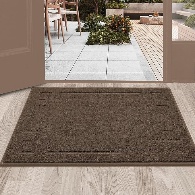 BEQHAUSE Door Mat 24" x 36", Non-Slip Door Mats Indoor Entryway Rugs Washable Low-Profile Absorbent and Stain Resist Floor Mats, Dog Door Mat for Front Back Door, Muddy Wet Shoes & Paws, Brown