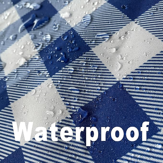 Waterproof Plaid Tablecloth Fabric - Round 58 Inch Classic Gingham Checker Table Cloth for Indoor/Outdoor Use - Buffalo Table Cover for Picnics, BBQs, and Parties