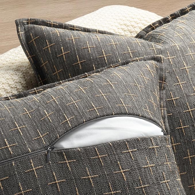 ZWJD Pillow Covers 24x24 Set of 2 Soft Polyester Textured Pillow Covers with Stylish Flange Edge Cozy Farmhouse Throw Pillows for Couch Bed Sofa Living Room