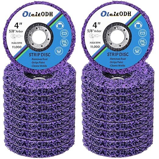 20 Pcs 4" x 5/8" Strip Discs Bulk, Paint Stripping and Rust Removal Wheels for Angle Grinders, Abrasive Grinding Discs for Metal, Wood, and Fiberglass, Purple