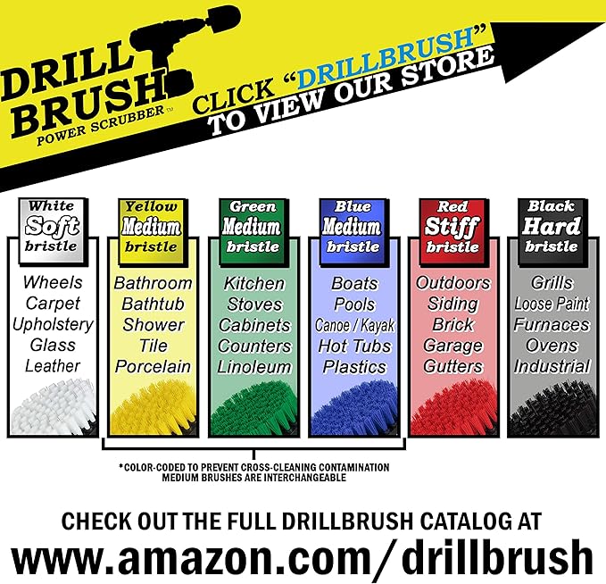 Drillbrush Boat Accessories – Kayak Cleaning Kit – Boat Cleaning Brush Kit – Marine Scrub Brush Attachment for Drill – Rotary Brushes for Boats – Motorized Hull Power Scrubber Set - Hull Cleaner Set