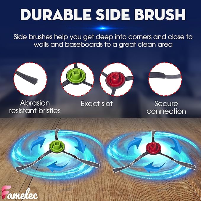 Upgrade Parts & Accessories for Ecovacs Deebot X1 Omni Robot Vacuum and Mop Combo-5000Pa Suction and X1 Turbo Vacuum Cleaner, 1 Main Brush, 6 Side Brushs, 4 Filters, 4 Mop Cloths, 4 Dust Bags