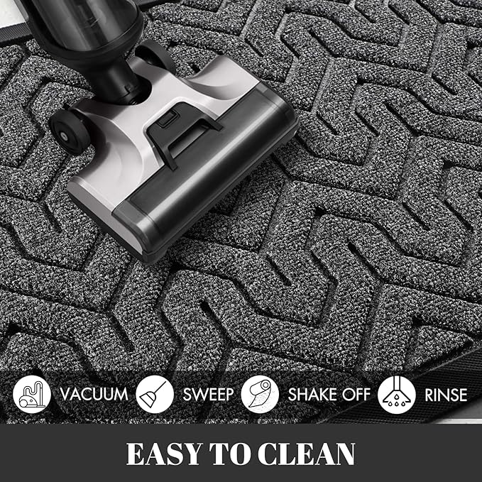 Yimobra Large Door Mat Outside Entrance 47x24, Waterproof Heavy Duty Outdoor Mats for Front Door, Non Slip Rubber Entry Mat for Garage Patio, Easy Clean, Mix Grey