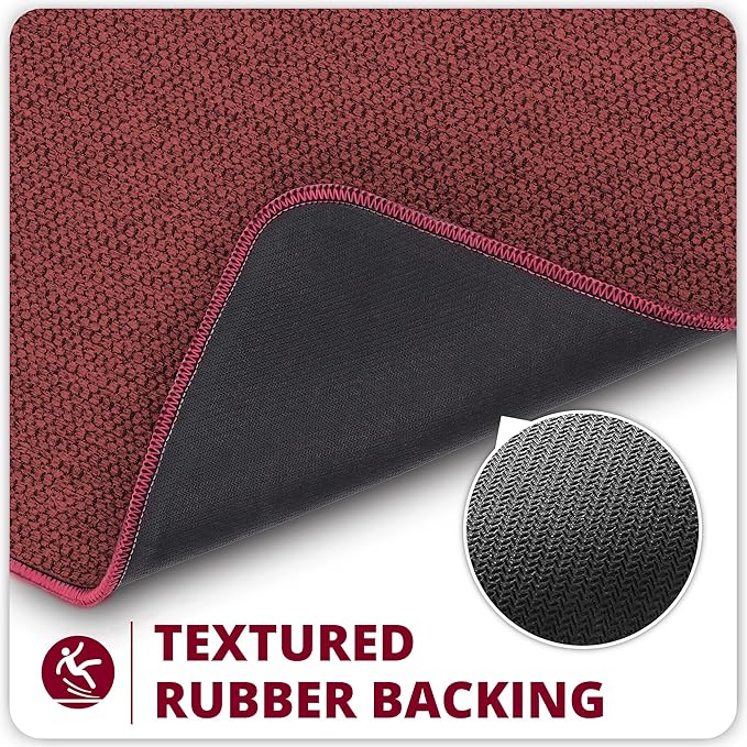 Bath Mat,Ultra Thin Bathroom Runner Rugs,Large Bath Mats for Bathroom,Quick Dry,Non-Slip,Machine Washable,Low Pile,Bath Rug,Shower Outside,Sink,Home Decor Accessories.Red,2'x5'（24x60inch）