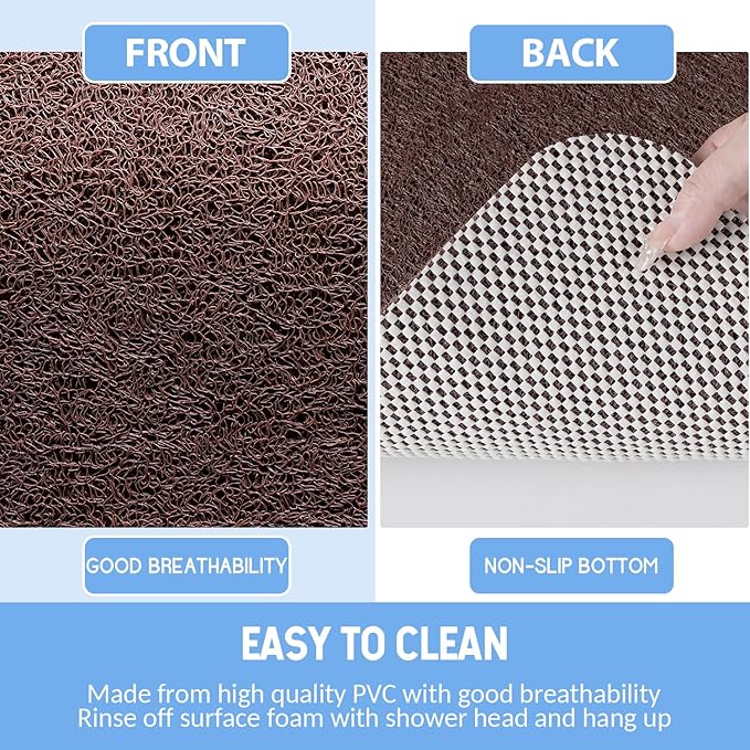Non-Slip Bathtub Mat, 2 Pack Anti Slip Shower Mat, Fast Drying Bathtub Mats, Foot Scrubber Mat, Anti Slip Mat for Tub, Floor, Bathroom, Kitchen, Home, Hotel (Brown 24"×16"+24"×16")