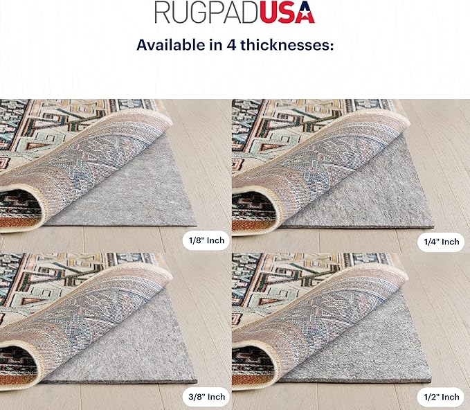 RUGPADUSA - Dual Surface - 6'x8' - 3/8" Thick - Felt + Rubber - Enhanced Non-Slip Rug Pad - Adds Comfort and Protection - for Hard Surface Floors