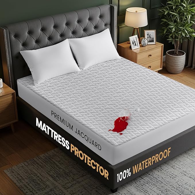 Utopia Bedding Waterproof Mattress Protector Twin Size, Premium 3D Air Soft Fabric Mattress Cover, Fits 15 Inches Deep, Breathable, Fitted Style with Stretchable Pockets