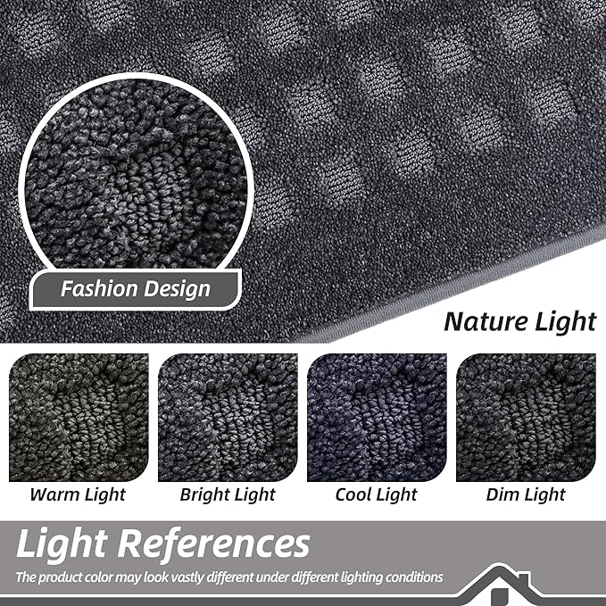 BEQHAUSE Waffle Door Mats Indoor 20"x32", Dog Mat for Muddy Paws Absorbent and Dirt Resist Floor Mats Non-Slip Washable Rugs for Entryway, Welcome Mat for Front Back Door, Muddy Wet Shoes, Dark Grey