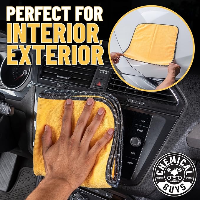 Chemical Guys MIC_506_24 Professional Grade Premium Microfiber Towels, Gold (16 Inch x 16 Inch) (Pack of 24) - Safe for Car Wash, Home Cleaning & Pet Drying Cloths