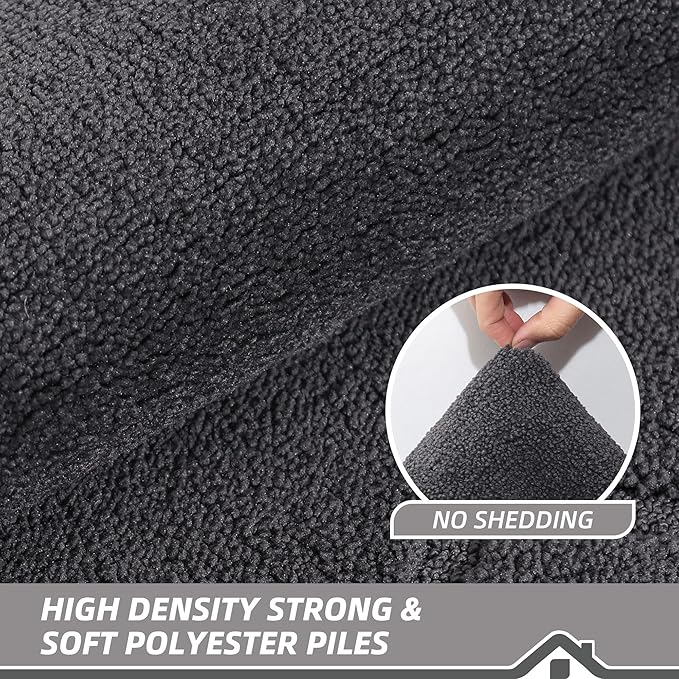 BEQHAUSE Door Mat 24" x 36", Non-Slip Door Mats Indoor Entryway Rugs Washable Low-Profile Absorbent and Stain Resist Floor Mats, Dog Door Mat for Front Back Door, Muddy Wet Shoes & Paws, Dark Grey