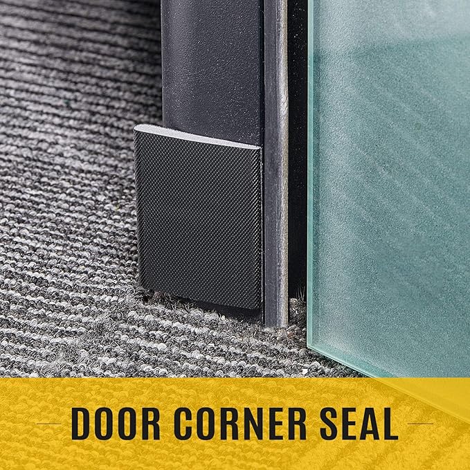 Zonon 16-Piece Door Corner Seal Weatherstripping Exterior Draft Stopper Adhesive Corner Seal Pads for Weather Stripping and Draft Protection (Black,White)