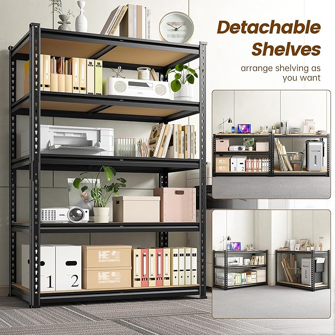 1980LBS Storage Shelves, 5-Tier Adjustable Pantry Shelves, Metal Shelving Unit for Kitchen, Pantry, Closet, Laundry, Garage,72.06" H x 35.55" W x 11.81" D