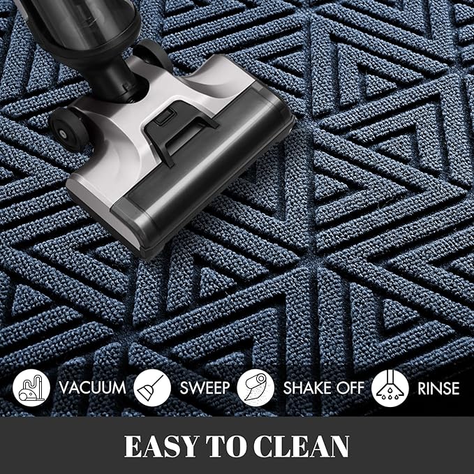 Yimobra Outdoor Mats for Front Door 29.5x17, All-Weather Waterproof Non-Slip Outdoor Door Mat Outside Eentrance, Garage/Patio Entryway Indoor Doormat, Easy Clean, Blue