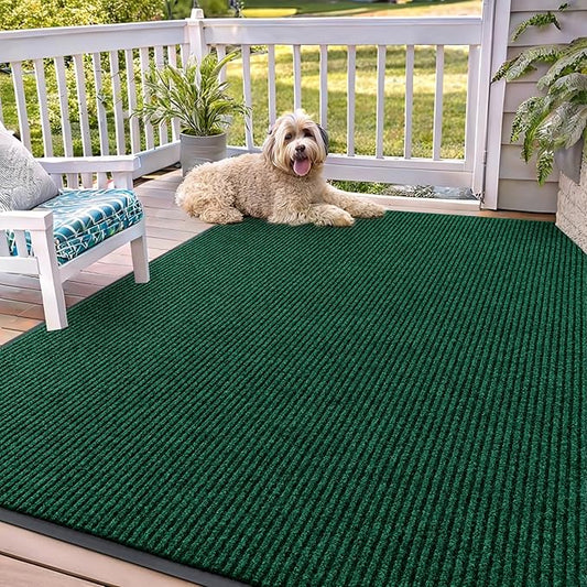 OLANLY Front Door Mat Indoor Outdoor Entrance, Waterproof Heavy Duty Doormat, Fade Resistant, Low Profile, Easy Clean Patio Porch Welcome Floor Mats for Entry, 71x47, Green