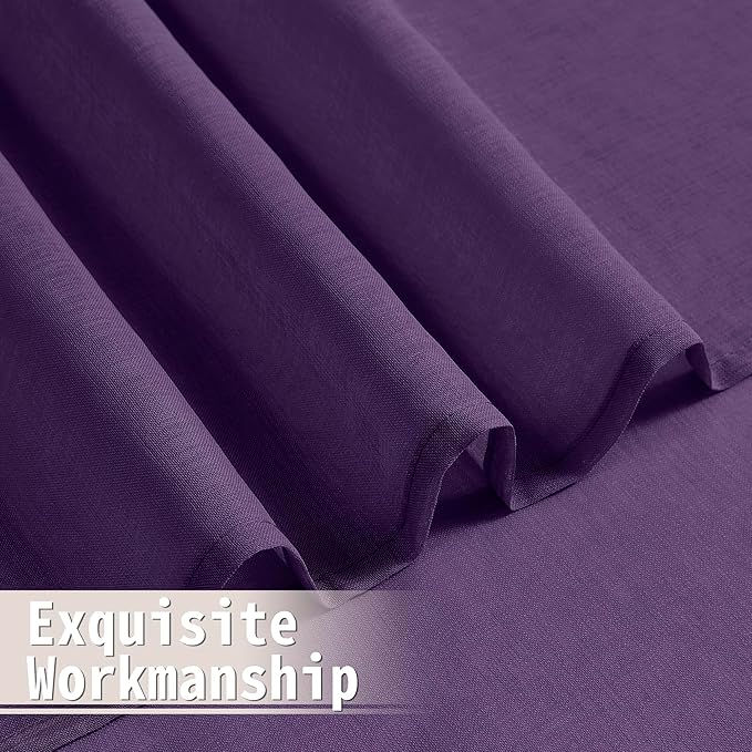 Tollpiz Sheer Door Curtains Closet Linen Textured Curtain Sheers Doorway Light Filtering Voile French Door Rod Pocket Curtains Patio Glass Door, 54 x 63 inches Long, Royal Purple, Set of 1 Panel