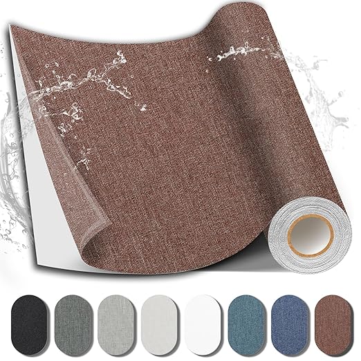 Fabric Repair Patch, 17X79 Inch Fabric Large Repair Tape, Self-Adhesive Patches for Furniture, Sofa, Car Interior, Shoes, Hand Bag, Clothing (Brown, 17X79 Inch)